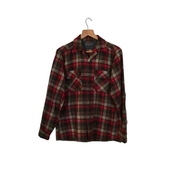 Pendleton Other - Pendleton Vintage Men's Virgin Wool Shirt Size Small Red Plaid Pockets